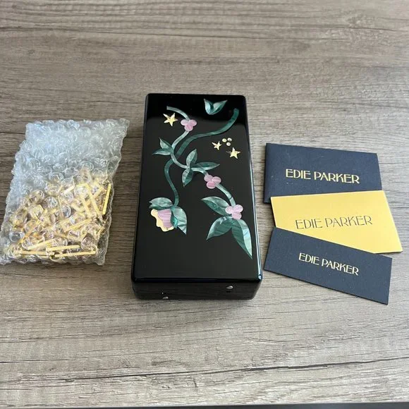 New Edie Parker Currant and Stars Clutch with Chain - Picture 6 of 8